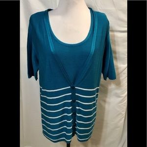 212 New York 2 Piece Turquoise Striped Sweater